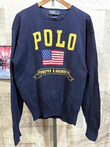 ポロラルフローレン 星条旗ロゴ コットン ニット L メンズ セーター POLO RALPH LAUREN