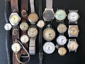 腕時計 懐中時計18点まとめて　戦前昭和手巻時計　SEIKO SIGMA RIVAL FARIA MILTON MOVADO ORIENTSTAR VULCAIN chronometer MEDIS 他