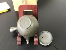 二代舜園作　常滑焼　茶注　共箱　常滑急須　細密菊紋透かし彫緑泥急須 共布 在名　間野舜園_画像5