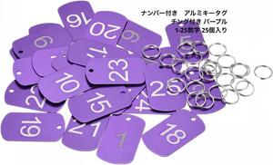 【SALE】uxcell アルミキー タグ 1-25数字 チング付 25個 mj-195