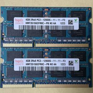 即決 動作確認済み hynix ハイニックス SO-DIMM 204pin DDR3 PC3-12800S 4GB×2枚 ノートパソコン用 ⑥の画像1