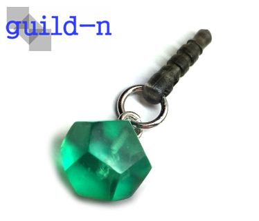 guild-n ★ レジン ドデカヘドロン エメラルドグリーン 12面体 多面体 イヤホンジャックアクセサリー イヤホンジャックカバー スマホピアス