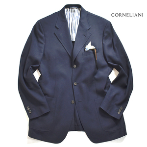 [定価８万] 春◎ イタリア製 コルネリアーニ 上質 テーラードジャケット 50 メンズXL ネイビー 紺 CORNELIANI 伊勢丹 ブレザー LL