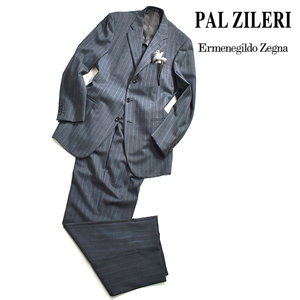 [定価１９万] 伊 パルジレリ PAL ZILERI × ゼニア 春◎ ストライプスーツ 50 メンズXL /LL イタリア製 セットアップ ジャケット