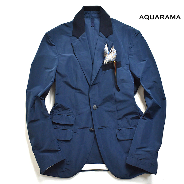 [定価7万] イタリア製 アクアラマ AQUARAMA 春夏◎ アバハウス 別注 テーラードジャケット 46 メンズM デザインワークス ネイビー