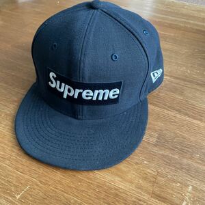 希少　ニューエラ シュプリーム キャップ New Era Box Logo ボックスロゴ ネイビー