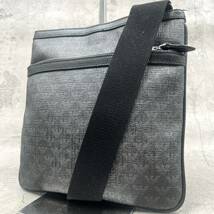 極美品●ARMANI エンポリオ アルマーニ イーグル ロゴ ショルダーバッグ サコッシュ メンズ ビジネス 斜め掛け 総柄 ブラック グレー_画像1