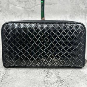 数量限定モデル●BOTTEGAVENETA ボッテガヴェネタ メンズ 長財布 ラウンドファスナー エイジング加工 イントレチャート エナメル レザーの画像3