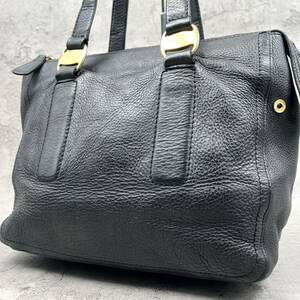  rare model *Salvatore Ferragamo Ferragamo men's business bag briefcase Boston tote bag shoulder .. black black A4 leather original leather 