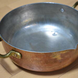 中古 純銅厚板使用 天ぷら鍋 内径21㎝ の画像1