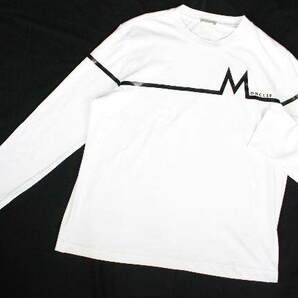 美品 21 モンクレール MONCLER ワッペン ビッグロゴ ロングTシャツ ロンT 長袖 Tシャツ ホワイト 白 M P42の画像5