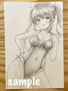 オリジナル ◆ 手描きイラスト ◆ 女の子 【ハガキサイズ】鉛筆画