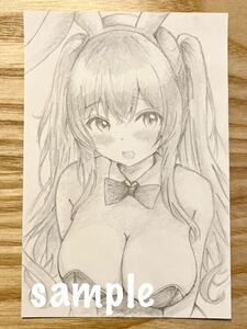 オリジナル ▼手描きイラスト▼ 女の子 【ハガキサイズ】鉛筆画 BN02