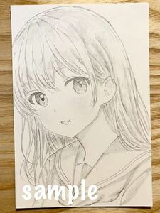 オリジナル　手描きイラスト　女の子 【ハガキサイズ】鉛筆画 KH9