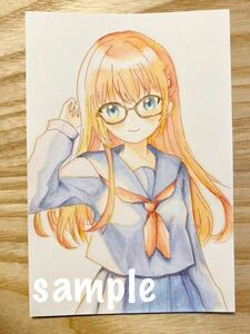 Art hand Auction オリジナル ◆ 手描きイラスト ◆ 女の子【ハガキサイズ】MG08, コミック, アニメグッズ, 手描きイラスト