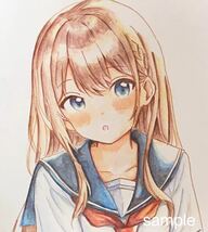 【A5】◆ 手描きイラスト◆ オリジナル セーラー服 女の子 ◇カラー ◇_画像1