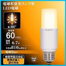 ★電球色_60形★ OKALUMI LED電球 T形タイプ E26口金 60W形相当 電球色 870lm 断熱材施工器具対応 全方向タイプ 電球型蛍光灯 EFD25_画像2