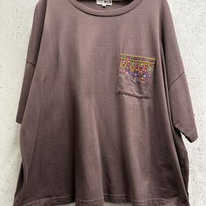 【美品】エ10☆MOUCHO TITICACA チチカカ 半袖カットソー size15 茶/ブラウン 綿100% Tシャツ ゆったりめ 大きいサイズ 刺繍 の画像4