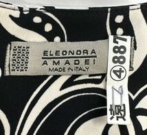 【美品】エ17＊ELEONORA AMADEI 七分袖ワンピース　黒/白　イタリア製　花柄 ひざ丈　大人女子　個性的　レディース　格安！お買い得♪_画像9