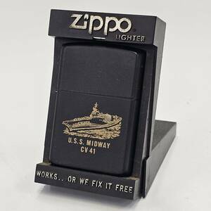 E13804(044)-633/MM4000　ジッポライター　Zippo　U.S.S. MIDWAY　CV41　BLACK　黒色　ケース付き　喫煙グッズ　小物