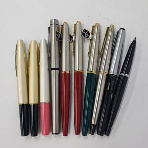 M052-570　万年筆　10点まとめ　PARKER　パーカー　SAILOR　セーラー　SHEAFFER　シェーファー　他　筆記用具　文具 