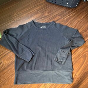 ネイビーワッフル 長袖TシャツM