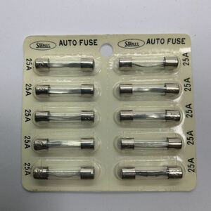 STANLEY スタンレー電気　AUTO FUSE フューズ　ヒューズ　25A 30mm ガラス管　バイク　車　部品　旧車　１