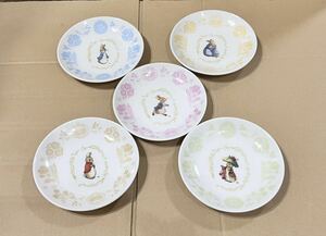  free shipping unused ya maca Peter Rabbit 5 kind color pattern different .. plate 5 pieces set 13.5cm plate yamaka cake plate 