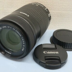 ●●Canon EF-S 55-250mm オートカメラレンズ 1:4-5.6 IS STM キャノン 望遠ズームレンズ キャップ付き USED 93832●●！！の画像1