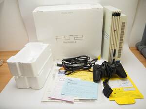 正常動作 PS2 SCPH-50000PW パールホワイト 本体/箱/AVケーブル/電源ケーブル/コントローラー/発泡/説明書/ハガキ/規定/注意書 プレステ2