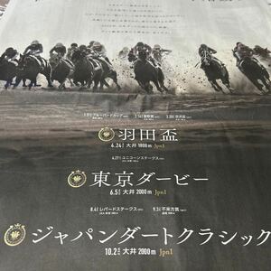 読売新聞 ダート競馬　「日本ダート三冠ロード　、始動」２０２４年　広告　２０２４，４，２２