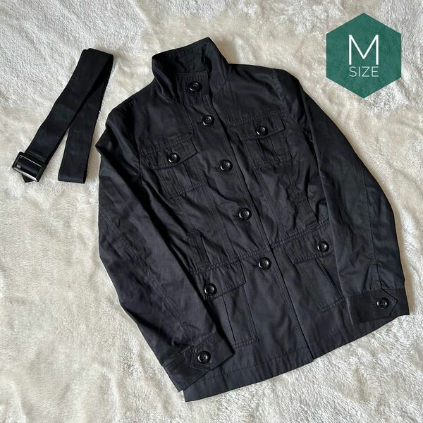 grove☆ブラックジャケット　ミリタリージャケット　ベルト付き☆Mサイズ