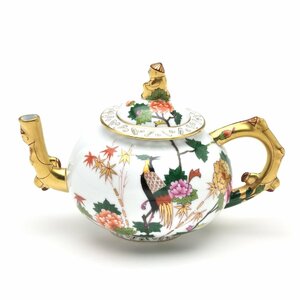 Art hand Auction Herend Teapot (Mini) Crane Mizutori Handmade Hand Painted Mandarin Decoration Signed by Master Painter Openwork Engraving New Herend, Western tableware, tea utensils, pot