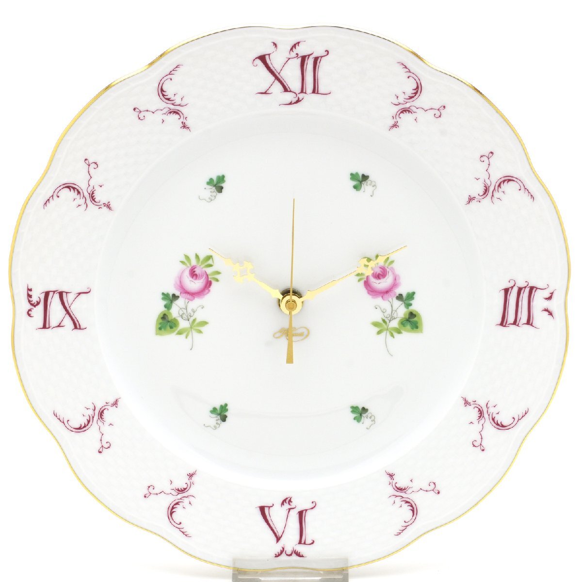 Herend Wall Clock Vienna Rose Simple Hand Painted Porcelain Wall Clock Decoration Plate Made in Hungary New, table clock, wall clock, wall clock, wall clock, analog