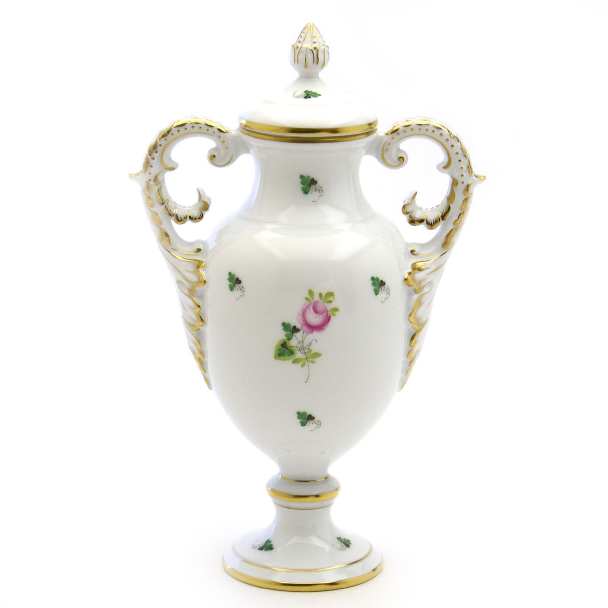 Herend Vienna Rose Simple Vase (06492) Decorative vase with lid Fancy base Hand-painted Porcelain Flower arrangement Decoration Made in Hungary New Herend, furniture, interior, interior accessories, vase