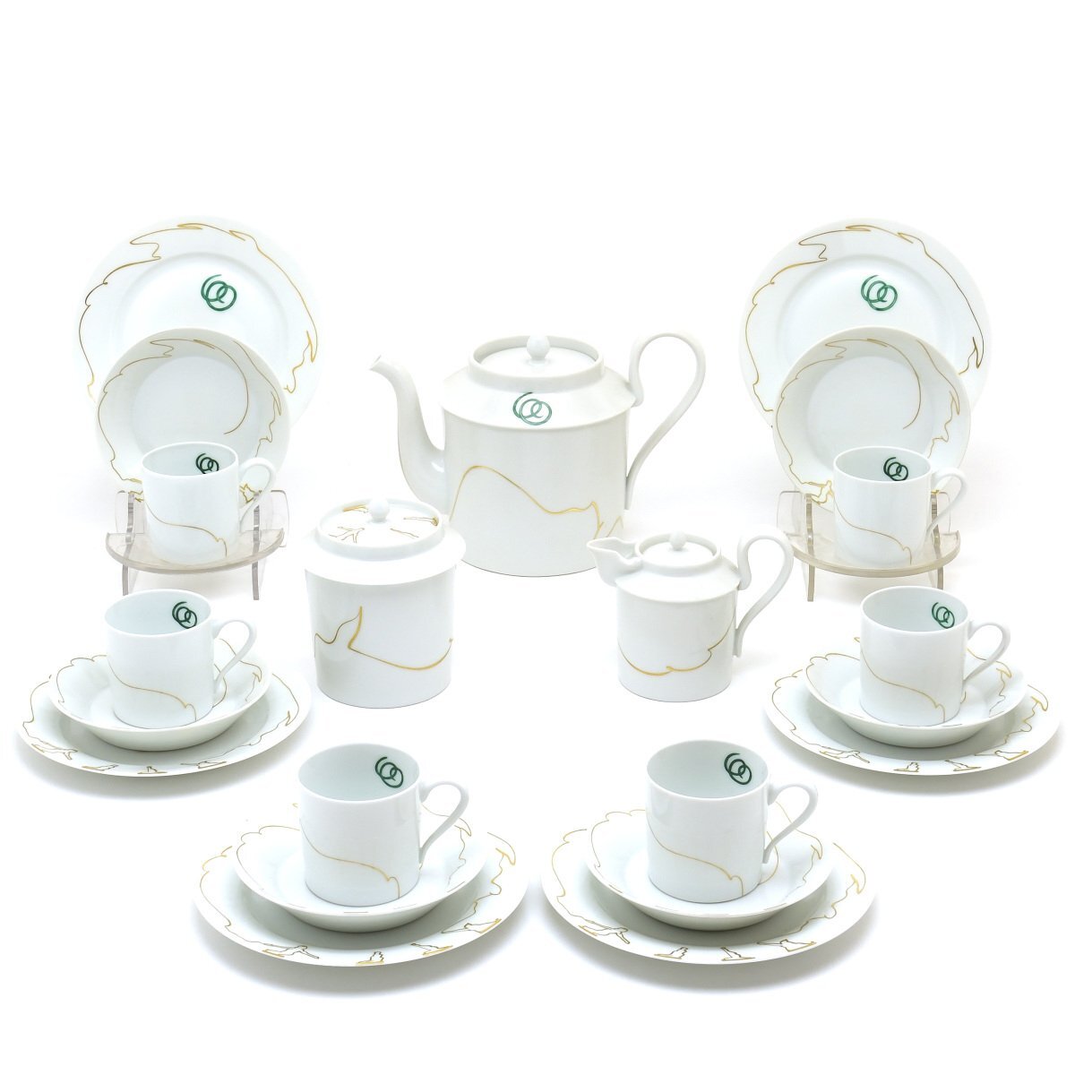 Sable Coffee Set for 6 people (24pc) Litron (Decoration: Gaffgen) Wolfgang Gaffgen Handmade Hand Painted Tableware Made in France New Sevres, Western tableware, tea utensils, others