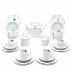 Art hand Auction Sable Coffee Set for 6 people (24pc) Litron (Decoration: Gaffgen) Wolfgang Gaffgen Handmade Hand Painted Tableware Made in France New Sevres, Western tableware, tea utensils, others