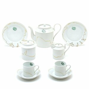 Art hand Auction Sable Coffee Set for 2 (12pc) Litron (Decoration: Gaffgen) Wolfgang Gaffgen Handmade Hand Painted Tableware Made in France New Sevres, tea utensils, Cup and saucer, Coffee cup