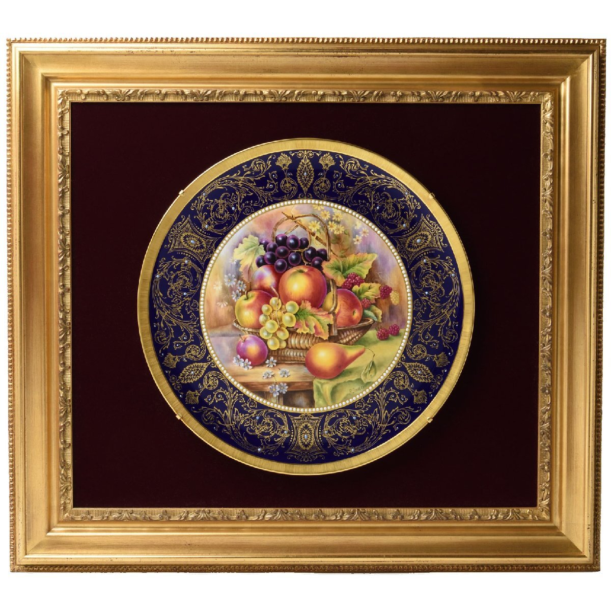[Royal Worcester] Assiette décorative Fruits peints Edition limitée à 50 exemplaires dans le monde Peinte à la main Grande assiette commémorative limitée Dédicacée par le peintre Livraison gratuite, vaisselle, Par marque, Worcester royal