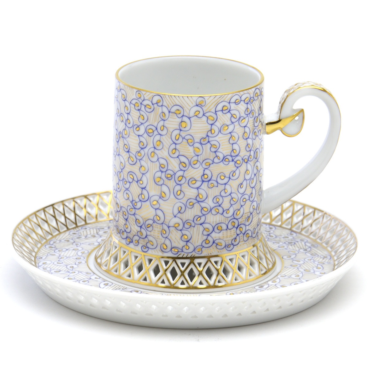 Herend Coffee Cup & Saucer BABOS (BABOS-1) Openwork Handmade Hand Painted Porcelain Western Tableware Coffee Bowl Dish Made in Hungary New Herend, tableware, By Brand, Herend