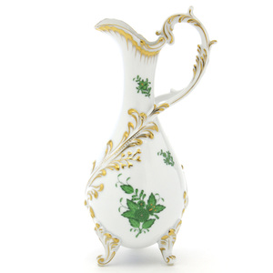 Art hand Auction Herend Pichet à Eau Apony Vert Fait à la Main Peint à la Main Pichet à Eau Porcelaine Arrangement de Fleurs Vase Figurine Décoration Vases Fabriqué en Hongrie Nouveau Herend, accessoires d'intérieur, ornement, autres