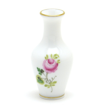 Herend Wiener Rose Schlichte Mini-Vase (07193), einzelne Blumenvase aus Porzellan, handbemalte Vase, Blumenarrangement, Ornament, Dekoration, hergestellt in Ungarn, Neuherend, Möbel, Innere, Innenausstattung, Vase
