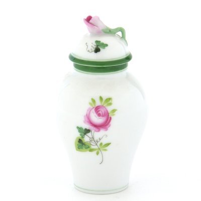 Herend Vase (Mini) Vase décoratif en forme de rose de Vienne avec couvercle - Décoration de roses peinte à la main - Décoration florale - Fabriqué en Hongrie - Nouveau Herend, meubles, intérieur, accessoires d'intérieur, vase