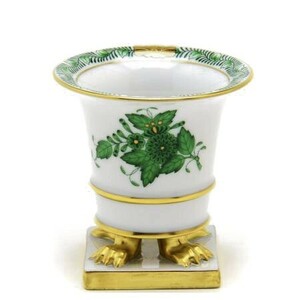 Art hand Auction Herend Vase (Mini) Apony Green Mini Empeel Base (Four Legs) Porcelain Hand Painted Vase Flower Arrangement Decoration Made in Hungary New Herend, furniture, interior, interior accessories, vase