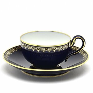 Art hand Auction Sable Demitasse Cup & Saucer Fat Blue Persian 24K Gold Decoración (No.253bis) Vajilla occidental hecha a mano hecha en Francia Nuevo Sevres, utensilios de té, taza y plato, taza demitasse