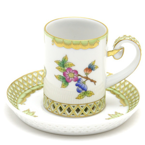 Art hand Auction Herend Demitasse Cup & Saucer Victoria Bouquet (2) Calado hecho a mano pintado a mano vajilla occidental Mocha Cup Hecho en Hungría Nuevo Herend, utensilios de té, taza y plato, taza demitasse