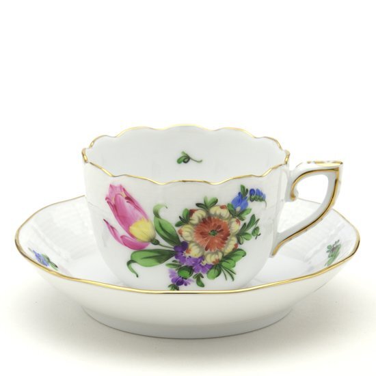 Herend Demitasse Cup & Saucer Tulip Bouquet (BT-3) Tasse à moka en porcelaine peinte à la main Vaisselle occidentale Bol à café Plat Motif floral Fabriqué en Hongrie Nouveau Herend, ustensiles à thé, tasse et soucoupe, tasse demitasse