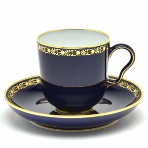 Art hand Auction Кофейная чашка и блюдце из соболя, украшение из 24-каратного золота темно-синего цвета (№ 72), западная посуда ручной работы, сделано во Франции, Новый Севр, чайная посуда, чашка и блюдце, Кофейная чашка