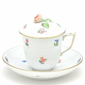 Art hand Auction Herend Millefleur 1, 000 Tasse à fleurs et soucoupe avec couvercle, décoration de roses, tasse à café, vaisselle peinte à la main, fabriquée en Hongrie, nouveau Herend, Vaisselle occidentale, ustensiles à thé, autres