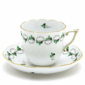 Art hand Auction Herend Coffee Cup & Saucer Parsley (Green) Hand Painted Porcelain Western Tableware Tableware Coffee Bowl Dish Made in Hungary New Herend, tea utensils, Cup and saucer, Coffee cup